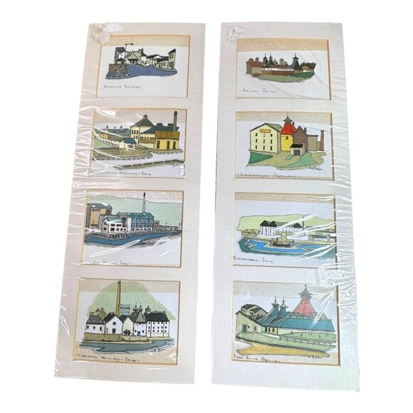 Vtg Scottish Distilleries Print Set Alastair Buchanan Vintage Matted Signed Bar - Picture 1 of 13